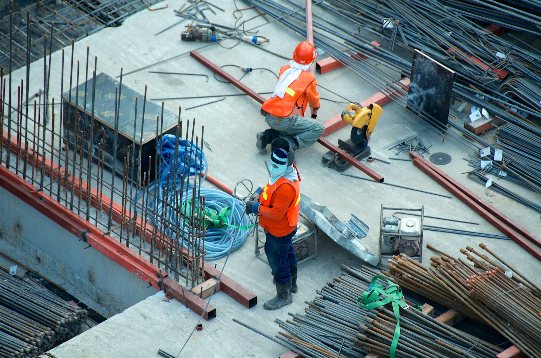 Construction professionals working on site