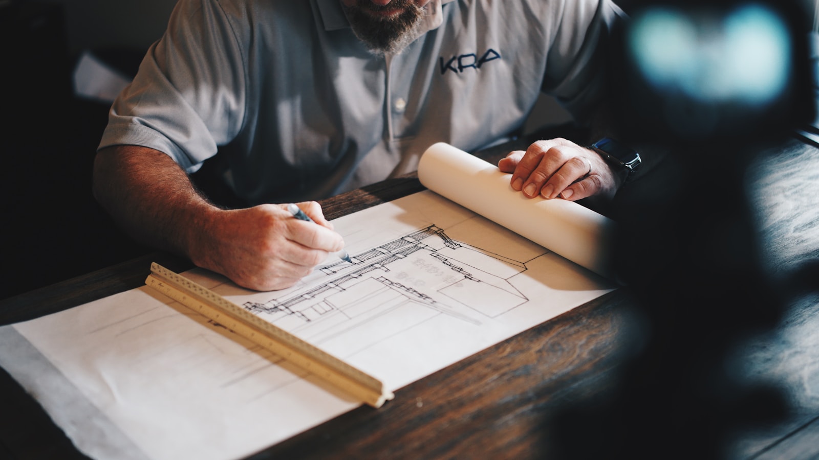Plans being reviewed at a construction site